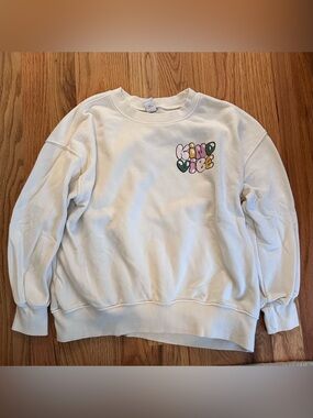 Old Navy Cream Sweatshirt with Colorful "Good Vibes" Graphic